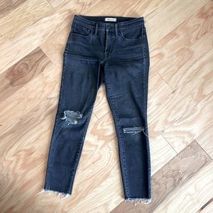Madewell Women's 9" High Rise Skinny Black wash Jeans sz 27
